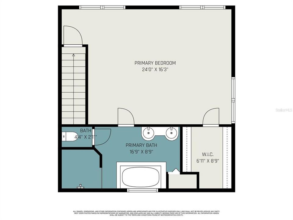 2nd story floor plan with approximate dimensions