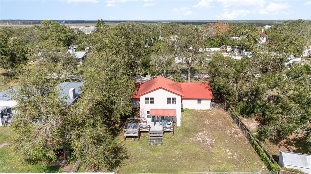 Aerial rear view of home