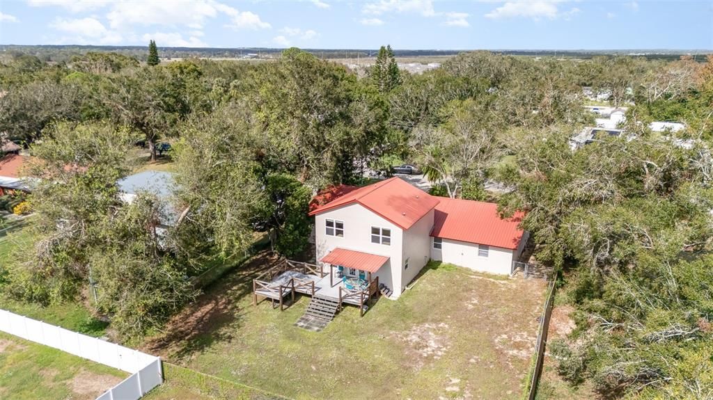 Aerial rear view of home