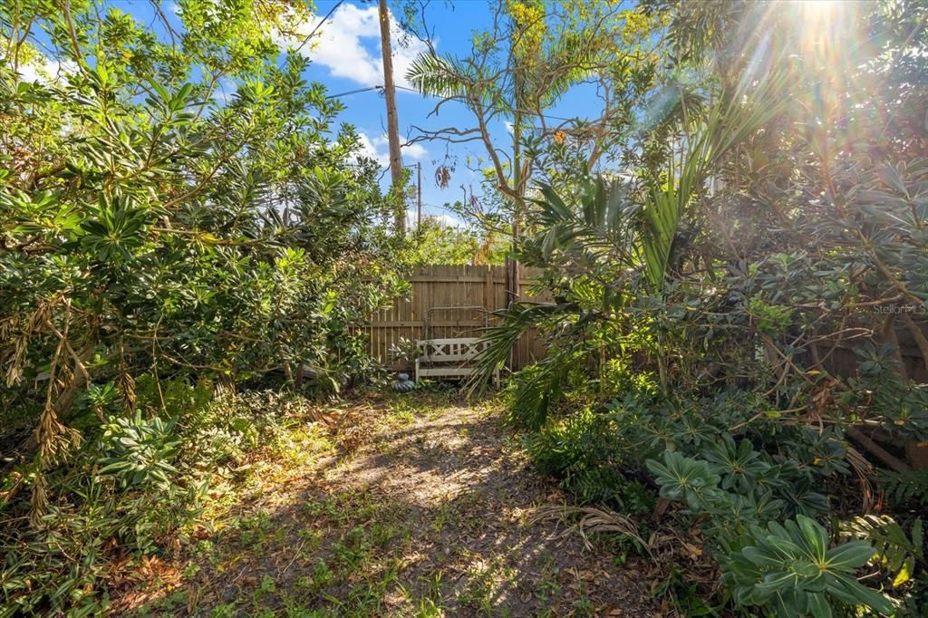 Lush fenced yard with lots of privacy