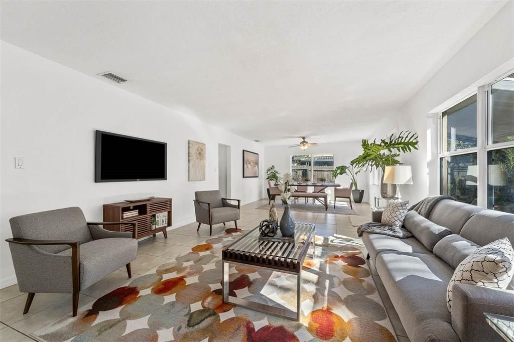 Living room and formal dining room