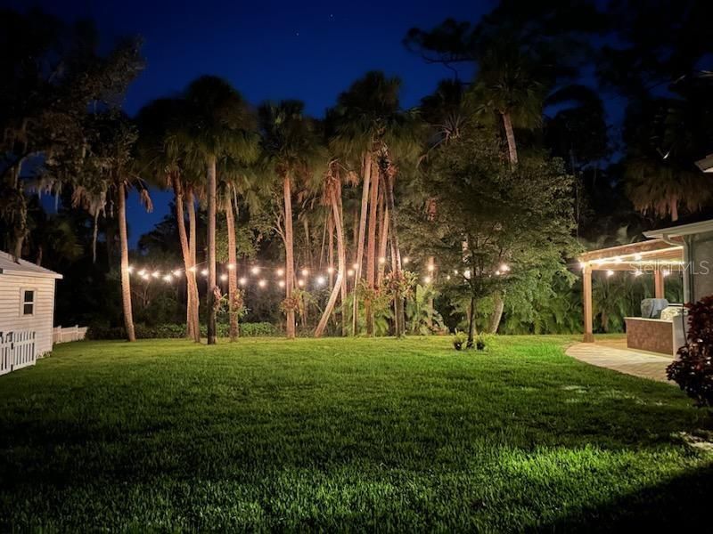 evening inthe fenced back yard.  Room for a pool!