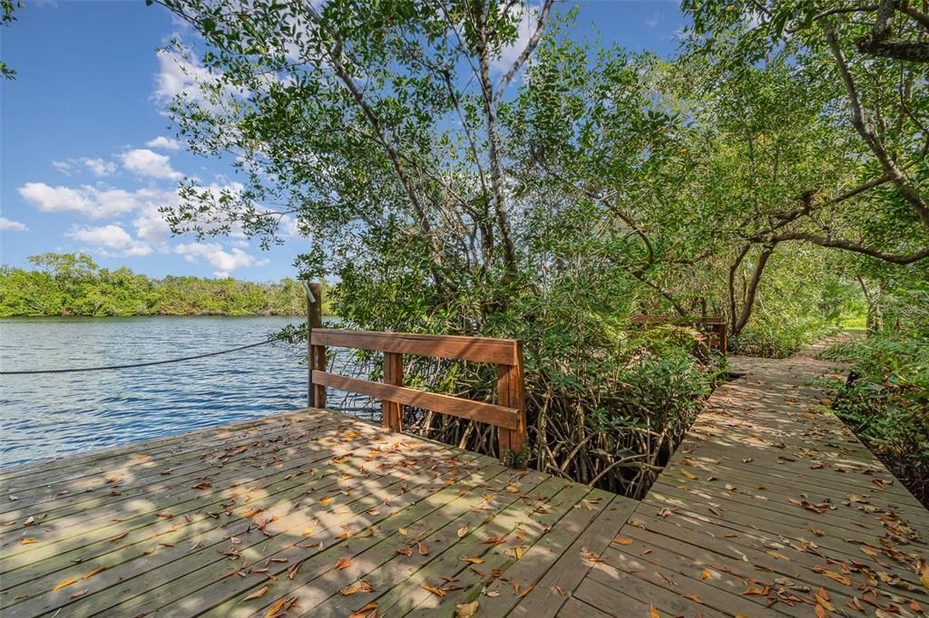 Community dock  Follow the boardwalk back to the boat ramp.  So peaceful