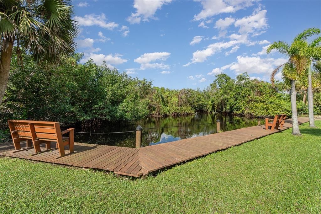 Community dock area. Be sure to walk around to the river side.