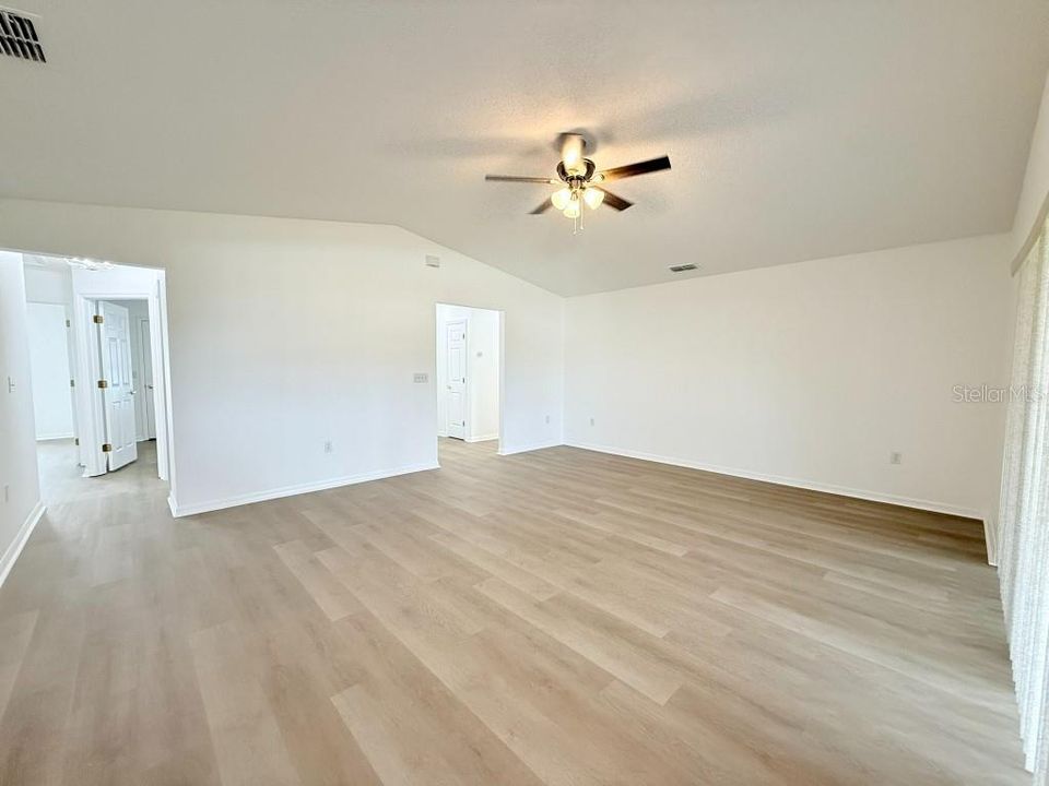 Vaulted ceiling in Family room.