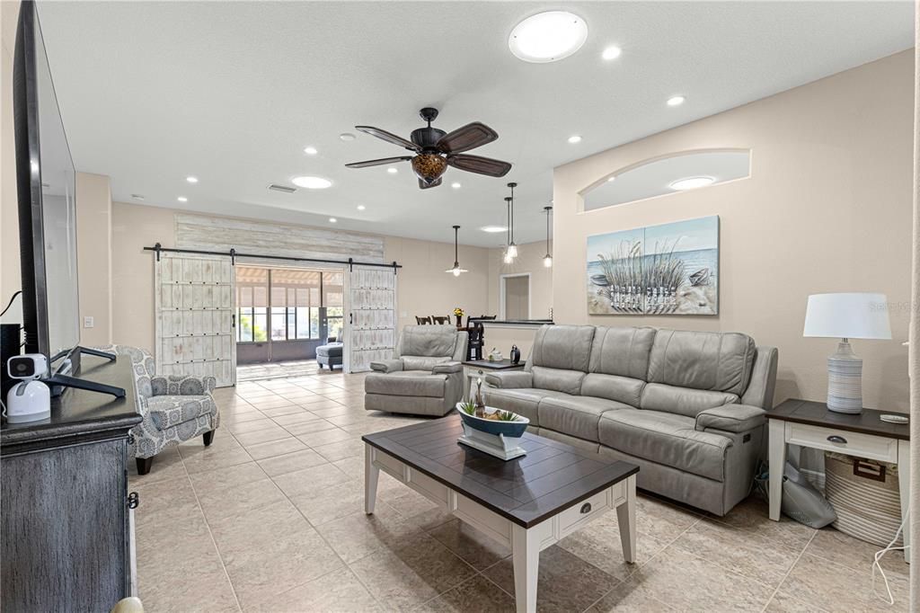 Living Room with energy efficient solar tubes.