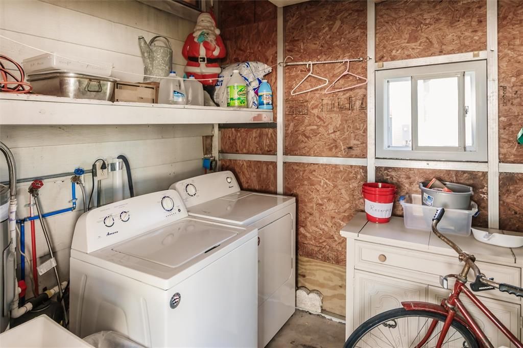 Shed with washer and dryer