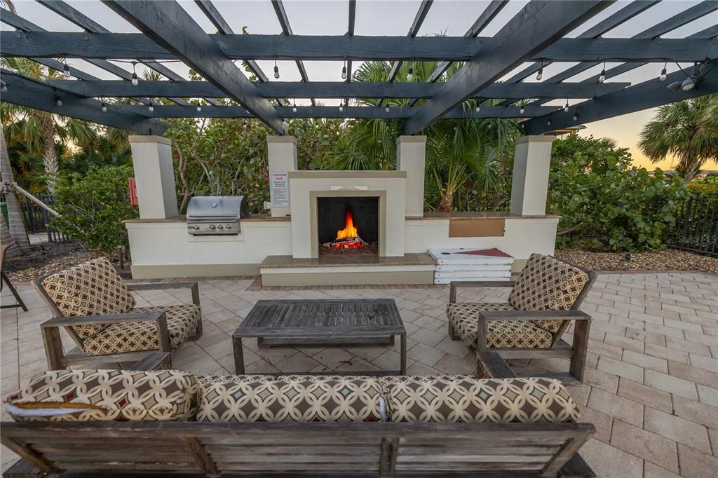 outdoor community fireplace