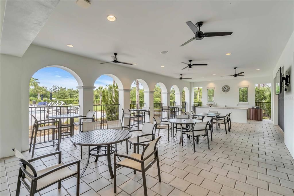 community pool sitting area