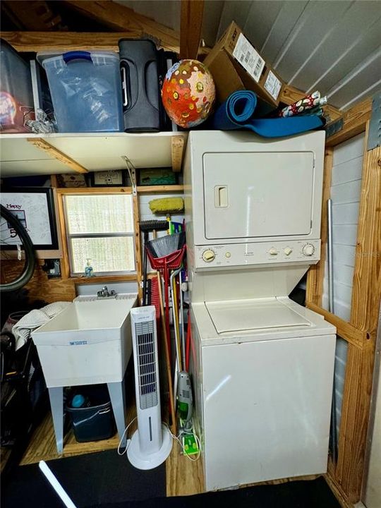 Stackable Washer & Dryer in Shed