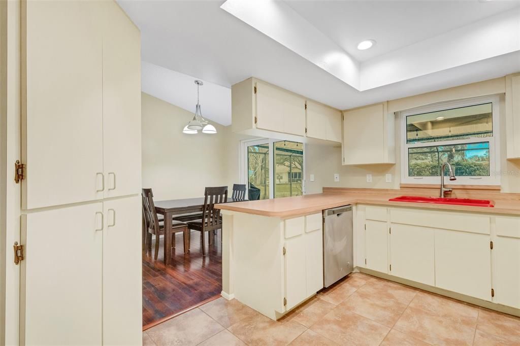 kitchen showing passage to dining room