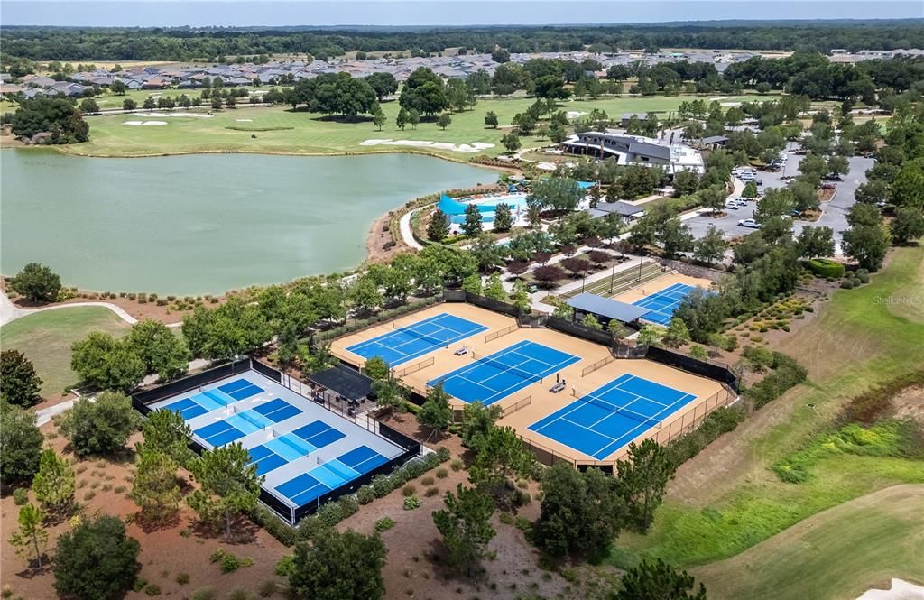 Aerial of tennis and pickle ball courts