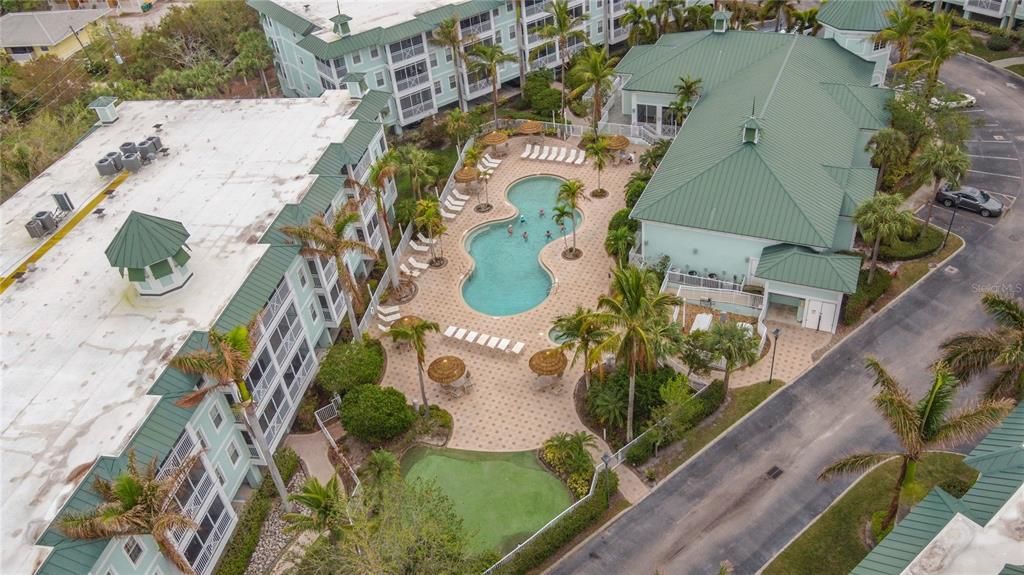 Ariel view of pool