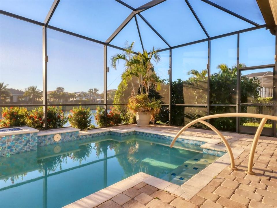 Daytime pool shot showcasing the beautiful tiles