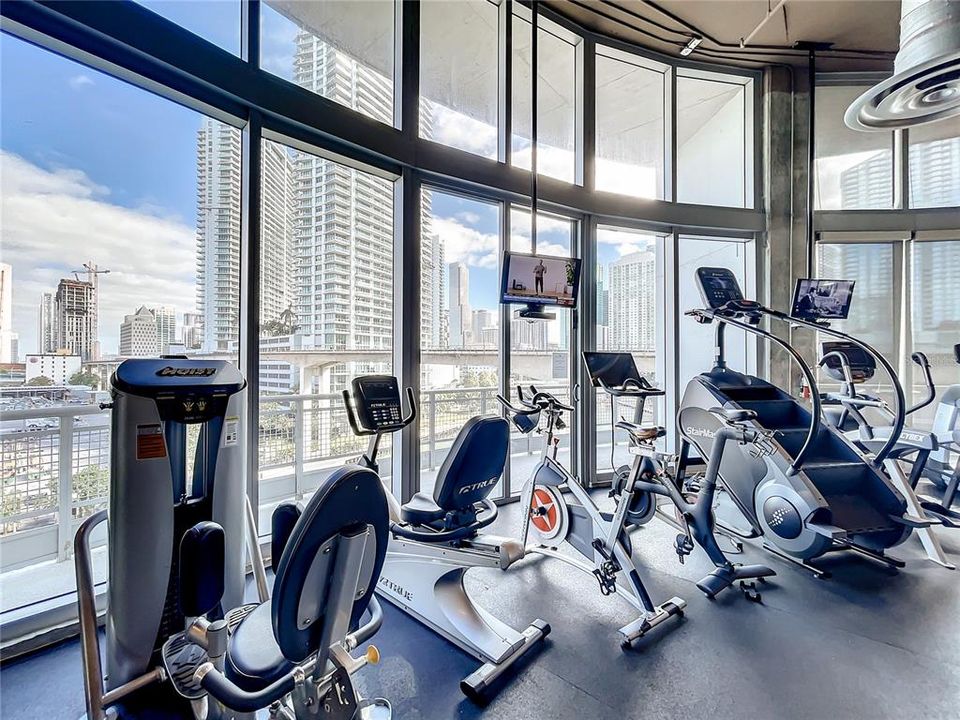 Cardio machines with city views!