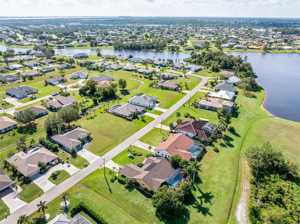 Aerial view of back yard/Pond