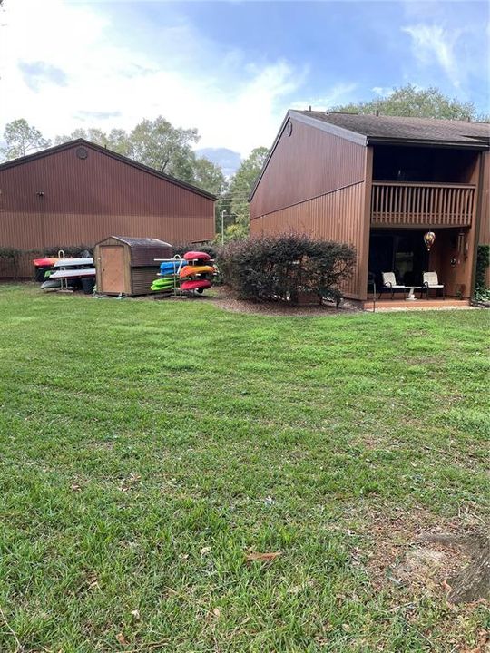 Rear of property with kayak storage