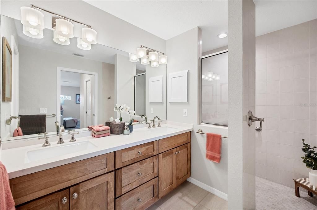 New wood vanity and countertop with plenty of storage