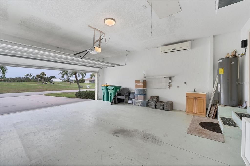 Large garage with AC and utility sink