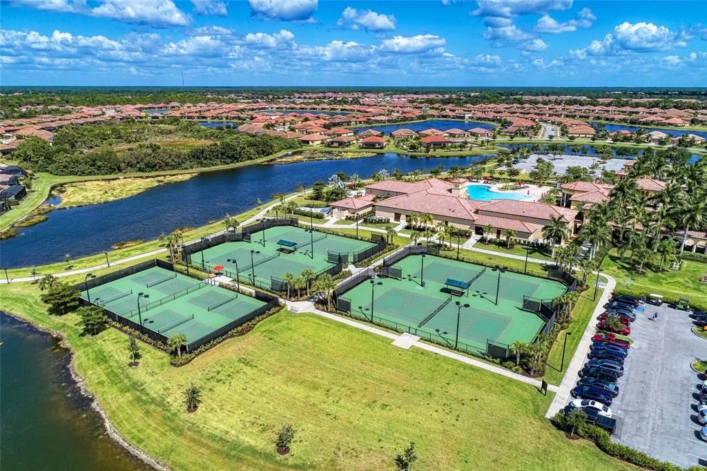 Gran Paradiso Aerial of Tennis & Pickleball Courst + Clubhouse