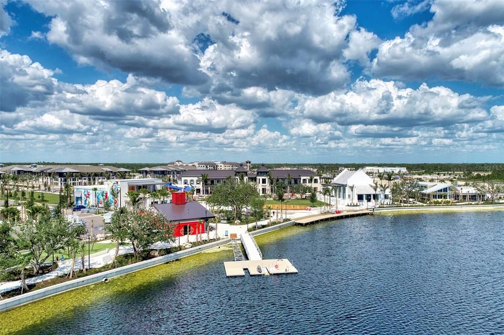 View of Wellen Park Town Center from 80 Acre Lake