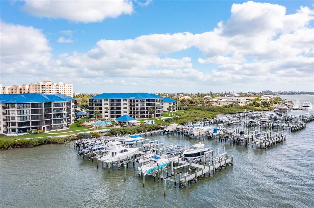 Marina, kayak storage, and heated pool.