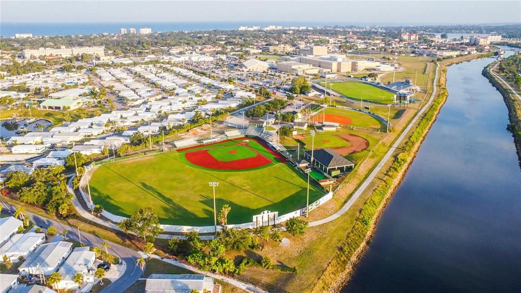 Venetian Waterway Trail along the intracoastal waterway in Venice Fl.  This is the high school baseball field. We have an active high school with great football games too.