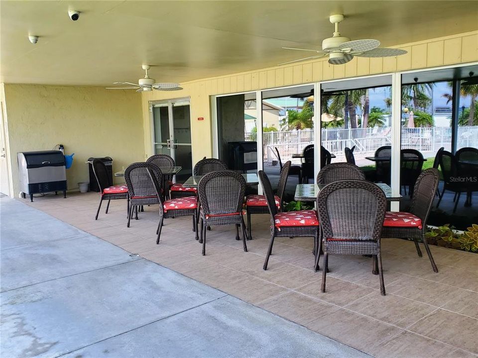 patio overlooks waterway