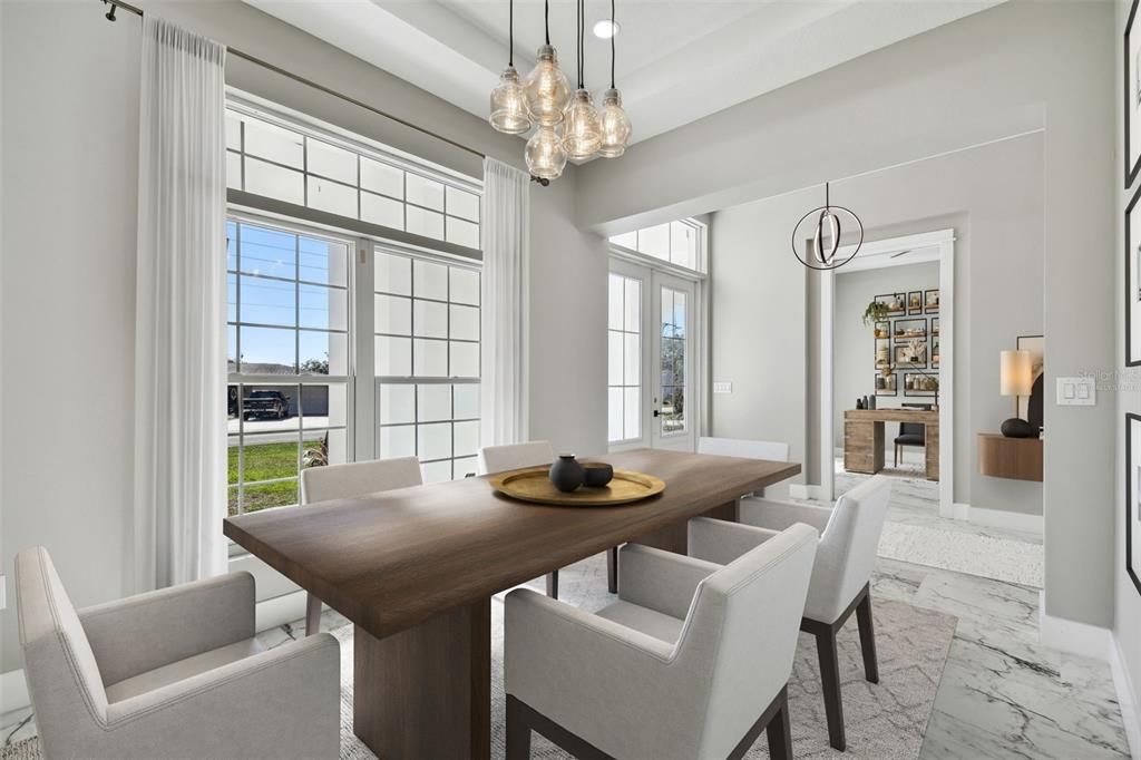 Virtually staged dining room