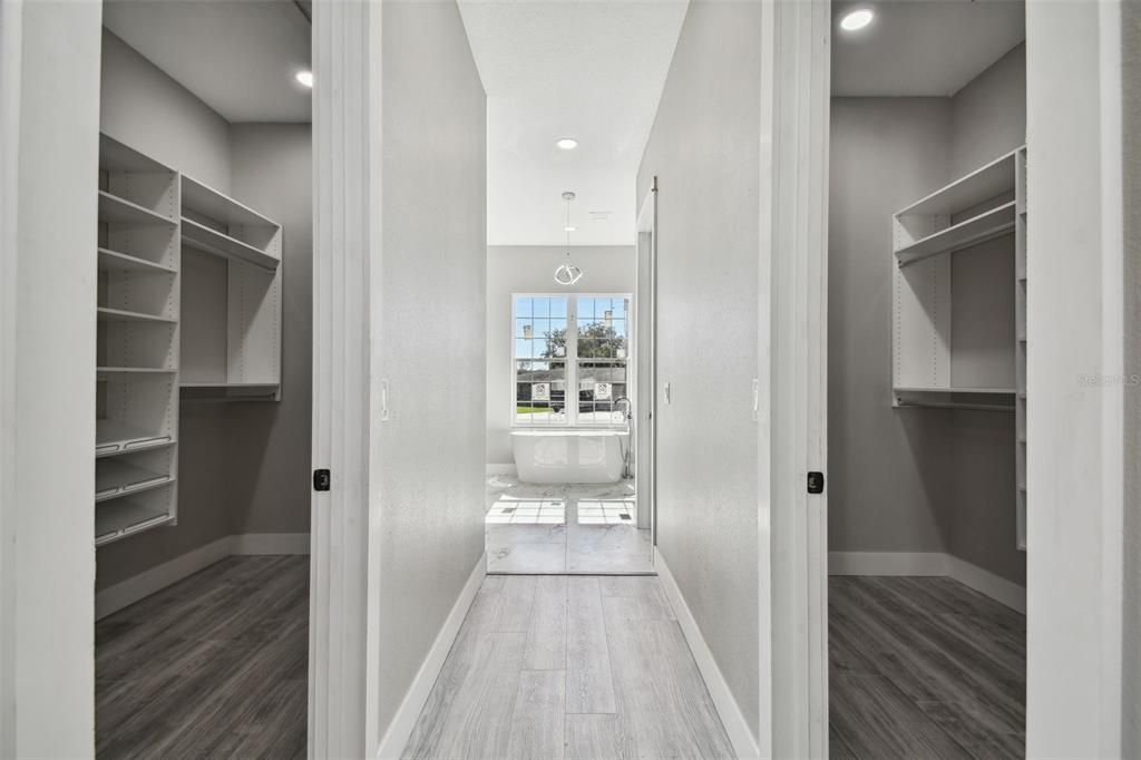 His/Her closet Leading to Master Bath