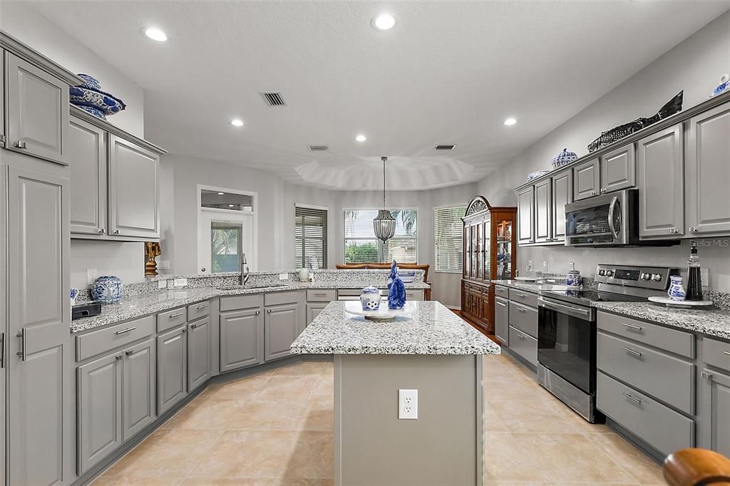 Large kitchen and dining area.