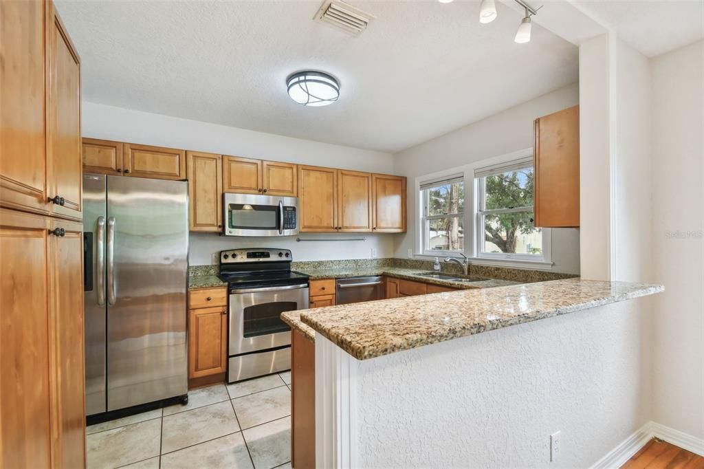 Kitchen just of the dining room