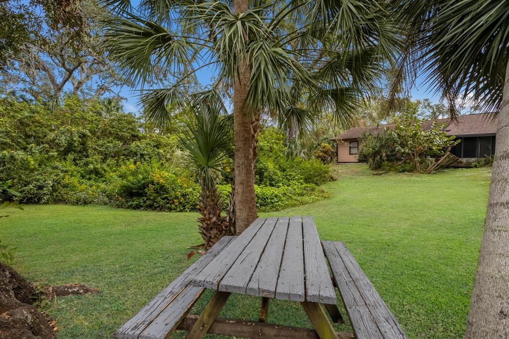 Community picnic and sitting areas