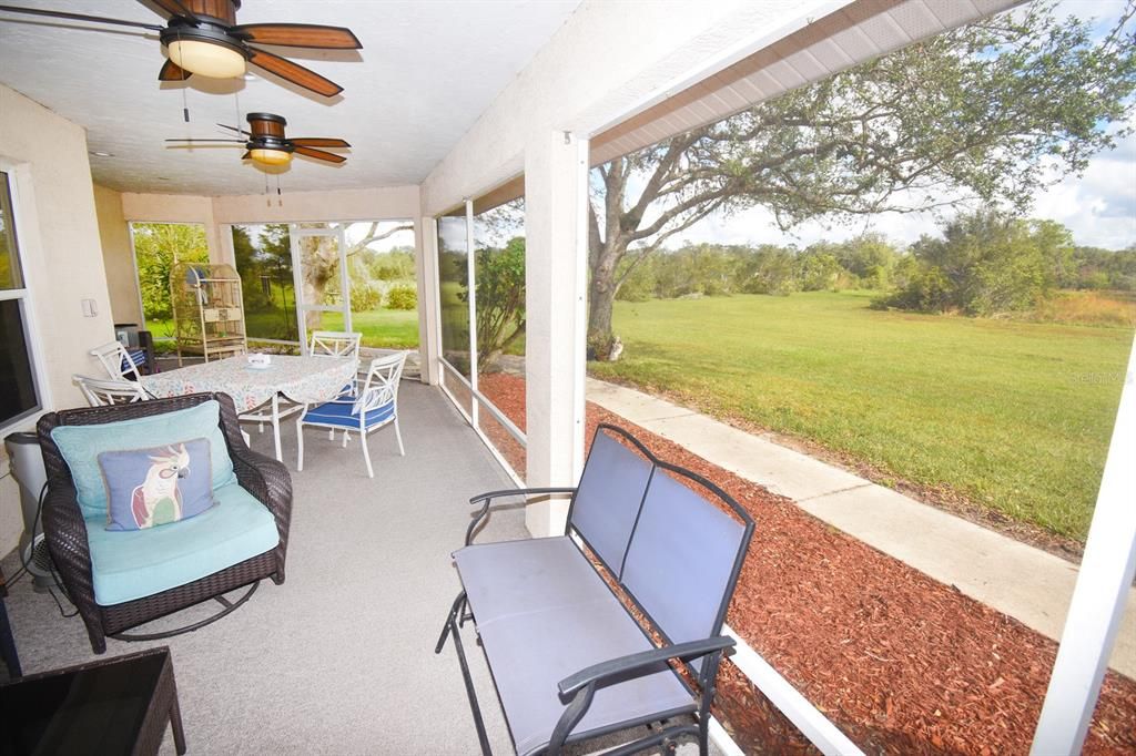 Screened patio facing east