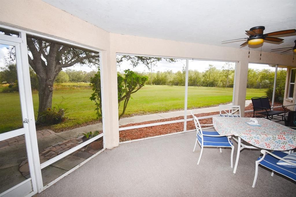 Screened patio facing east.