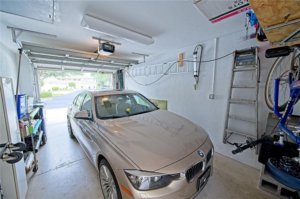 Inside garage facing street