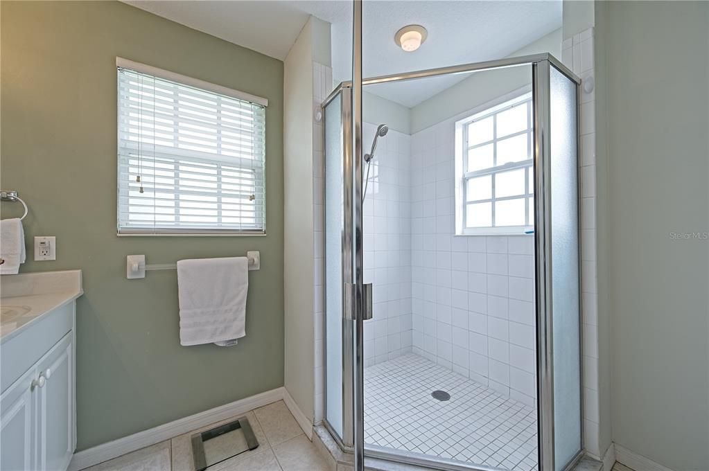 primary bathroom with walk-in shower