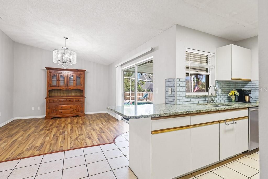 Gathering room w/ pool views