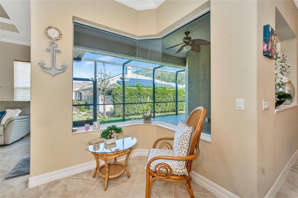 breakfast nook with aquarium window