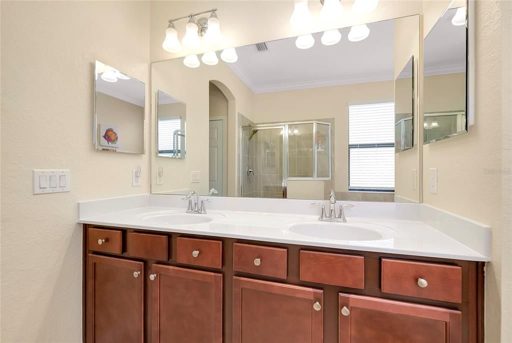 Primary bathroom with double sinks