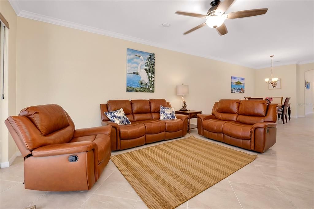 Living room with sliders to enclosed Lanai