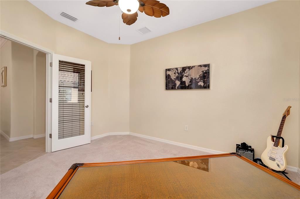 Office with double glass french doors