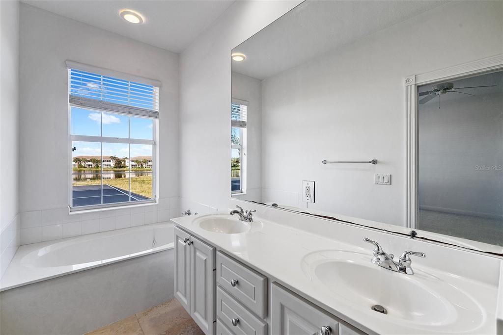 primary bathroom with soaking tub