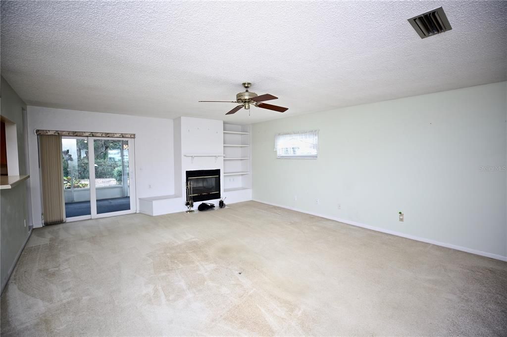 Great room looking at the fireplace