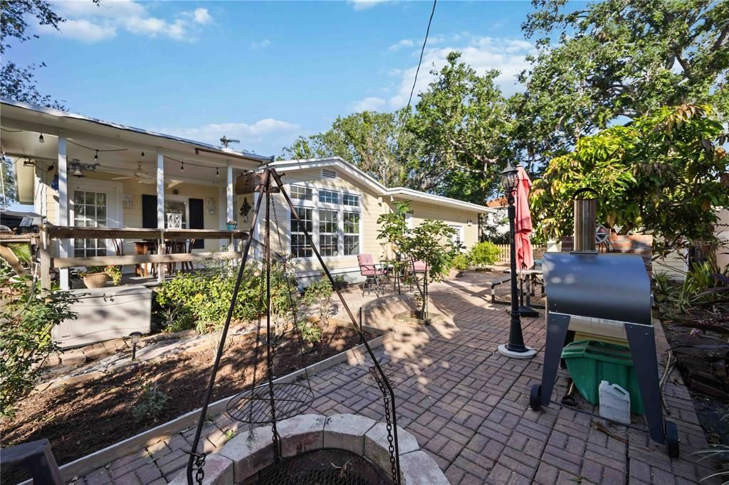 Sit around the fire pit in the backyard