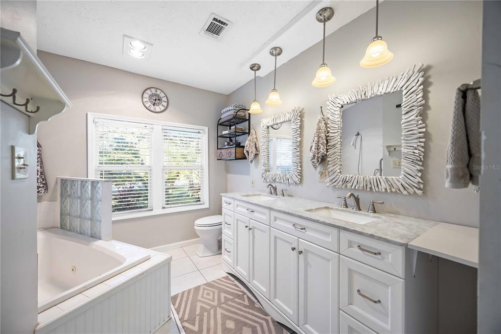 Double vanities in the main bathroom