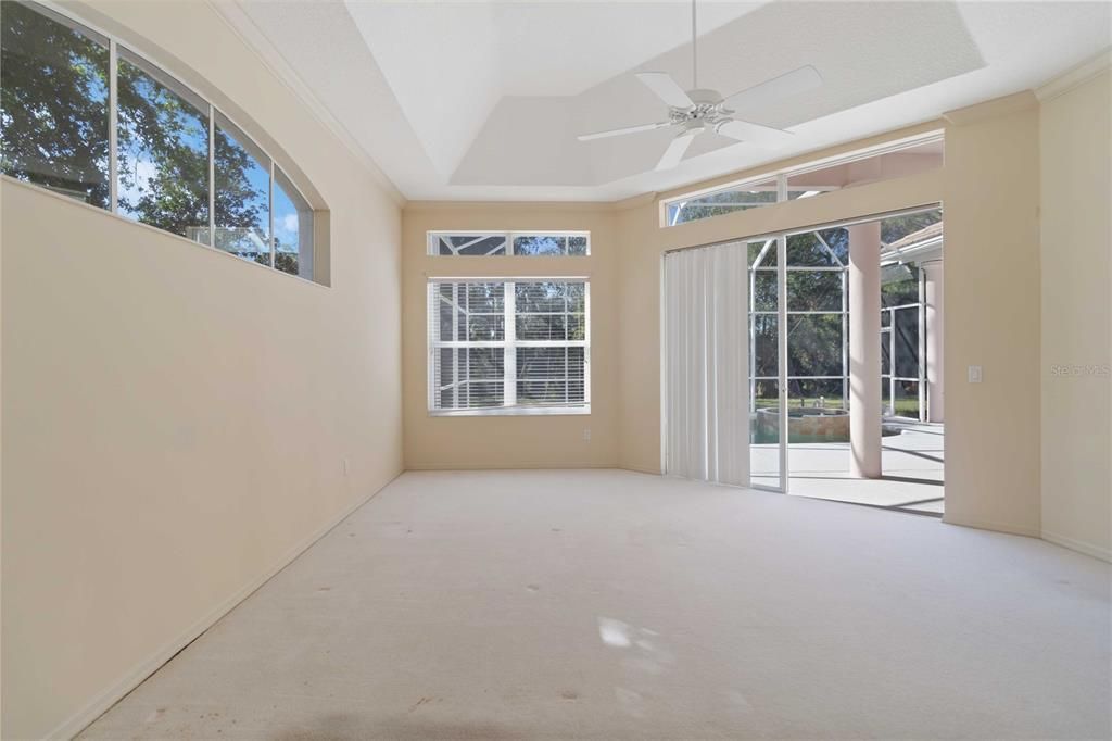 Main bedroom and vaulted ceiling