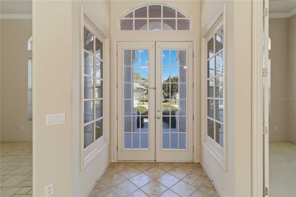 Beautiful double doors with transom window