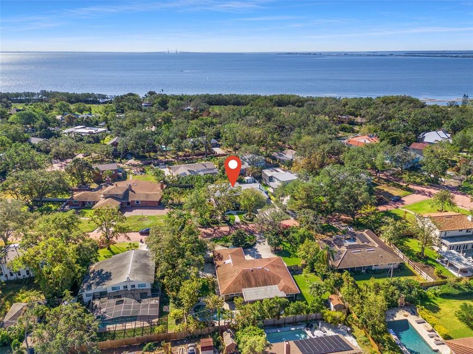 Aerial view of Home and Skyway Bridge