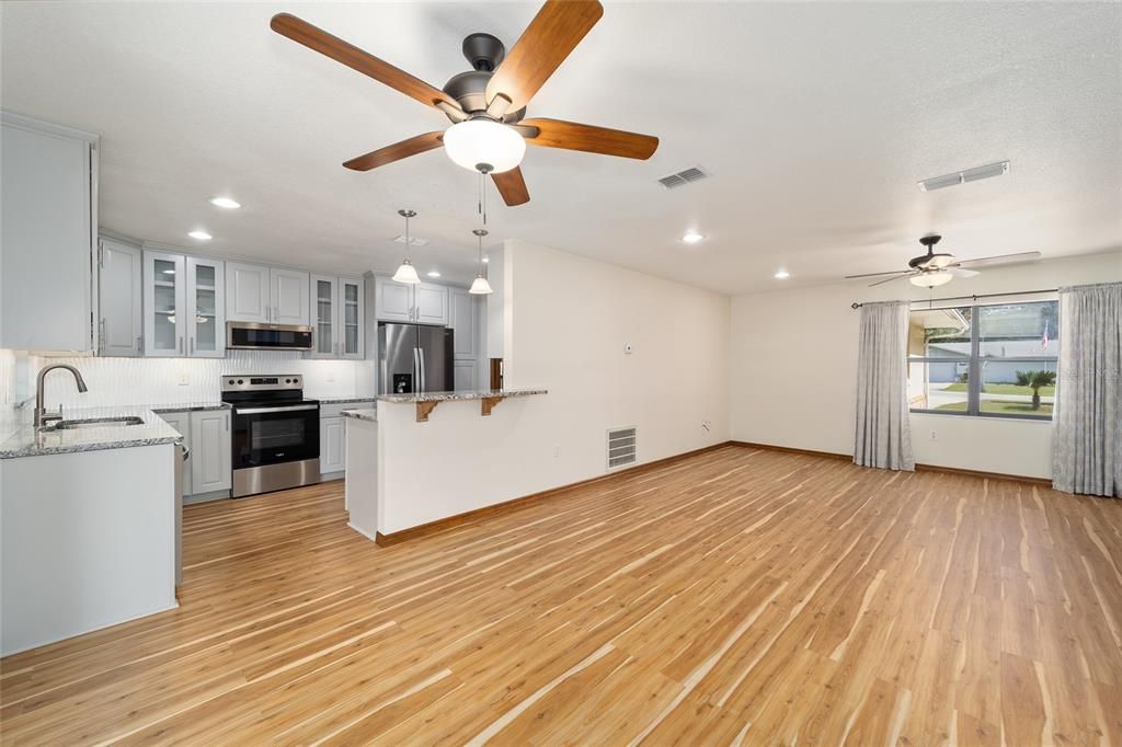 View of kitchen from the dining room